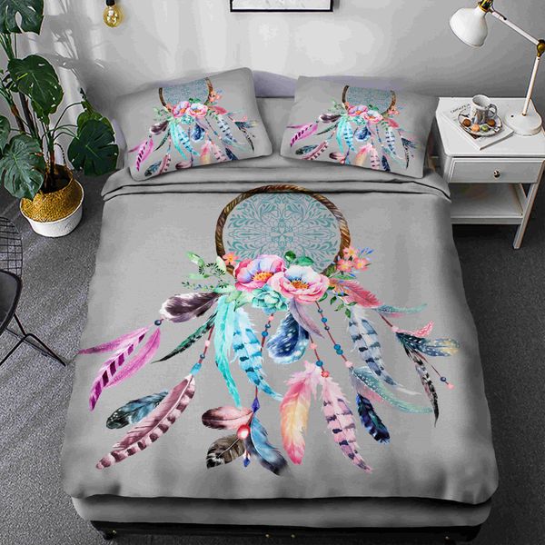 

3d dreamcatcher перья печать пододеяльник bohemian gold moon star пододеяльник set бычьей головой горн с наволочкой постельного белья