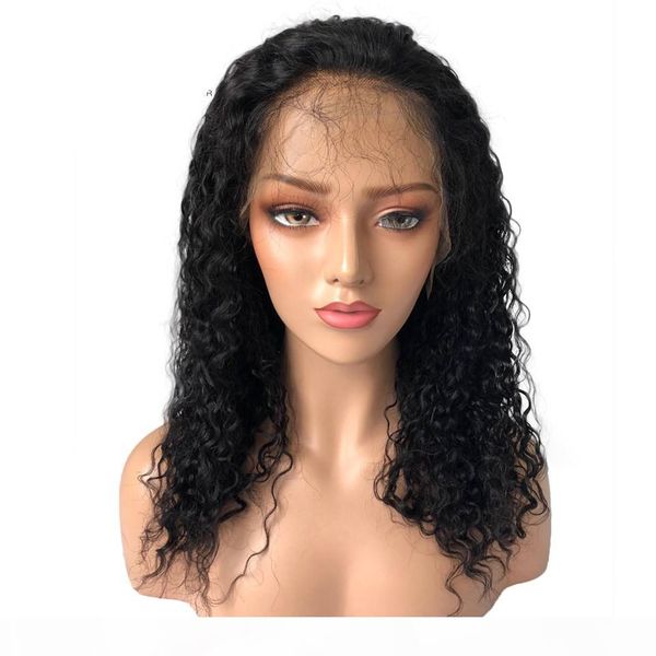 

кудрявая 360 кружева фронтальной парики pre щипковых 130% плотность бразильские виргинские человеческие волосы с волосами младенца для черно, Black;brown