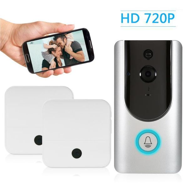 

hd 720p wifi smart wireless security doorbell kit with 2pcs 18650 batteries smart visual intercom recording video door phone1