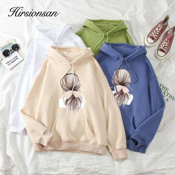 

hirsionsan kawaii hoodie women plus velvet thicken cartoon print sweatshirt pocket couple pullover selfie oversized warm jumper1, Black