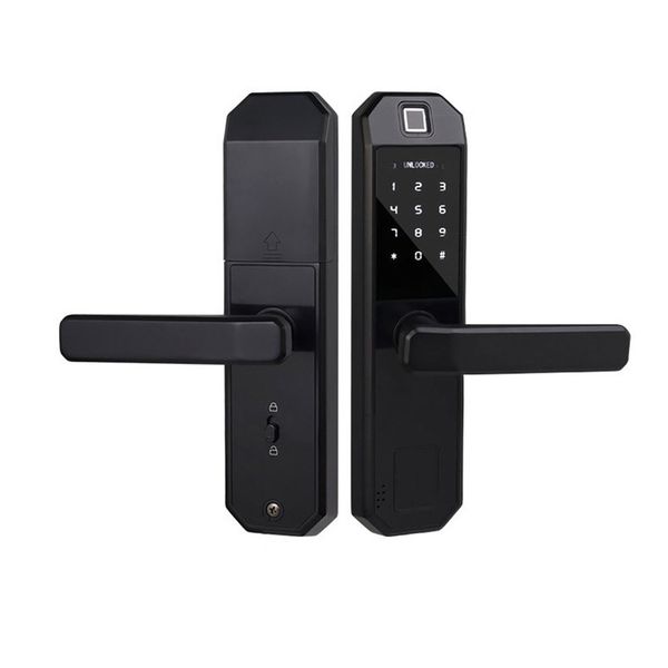 

f1 smart indoor wooden door fingerprint lock double tongue intelligent anti-theft low battery alarm voice navigation