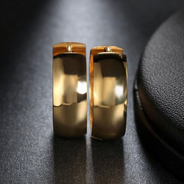 

hoop & huggie yo high polished punk earrings women gold color stainless steel for woman, Golden;silver