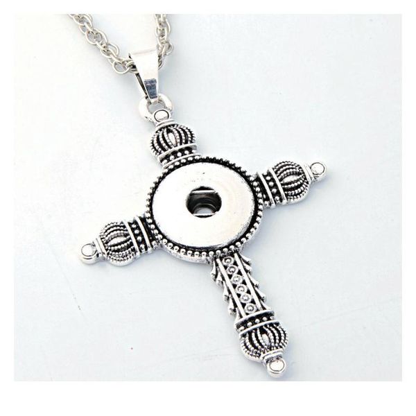 

2016 time-limited necklace cross collares snap button jewelry pendant cross antique (fit 18mm snaps bbyaix, Silver