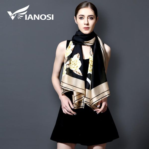 

scarves [vianosi] 2021 fashion bandana long shawls gold printing silk scarf women with beach va100, Blue;gray