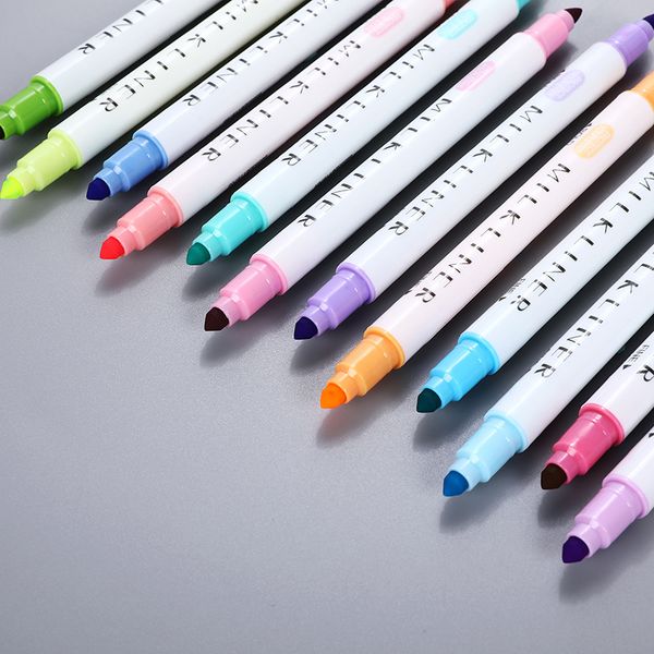 

school highlighter pen students mildliner highlighters marker brush pens pastel markers watercolor fluorescent pen drawing 04428