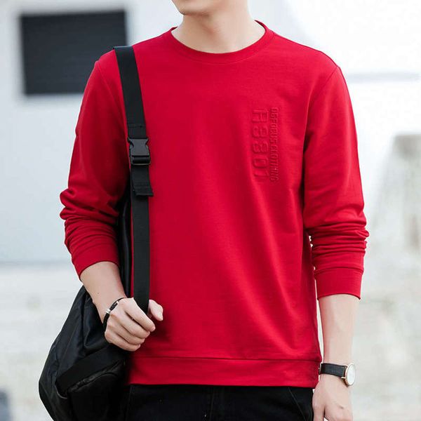 

style korean autumn sweater 2020 new long sleeve printed t-shirt round neck youth sports casual men's wear, Gray