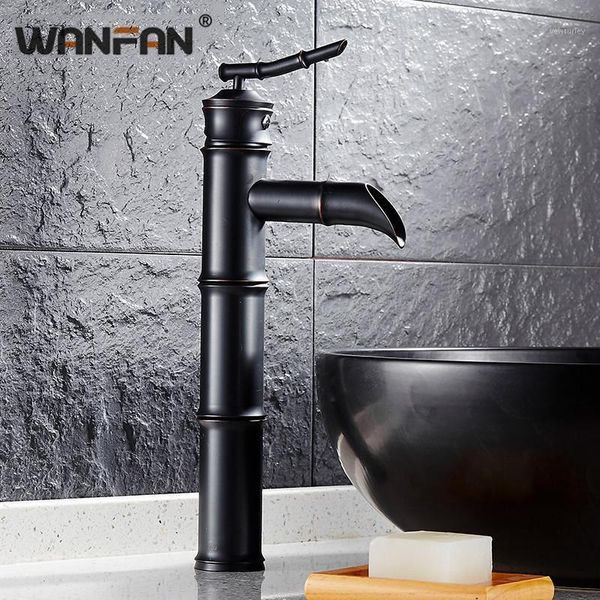 

bathroom sink faucets classic retro waterfall black basin creative bamboo shape taps toilet single handle mixer tap fes-90511