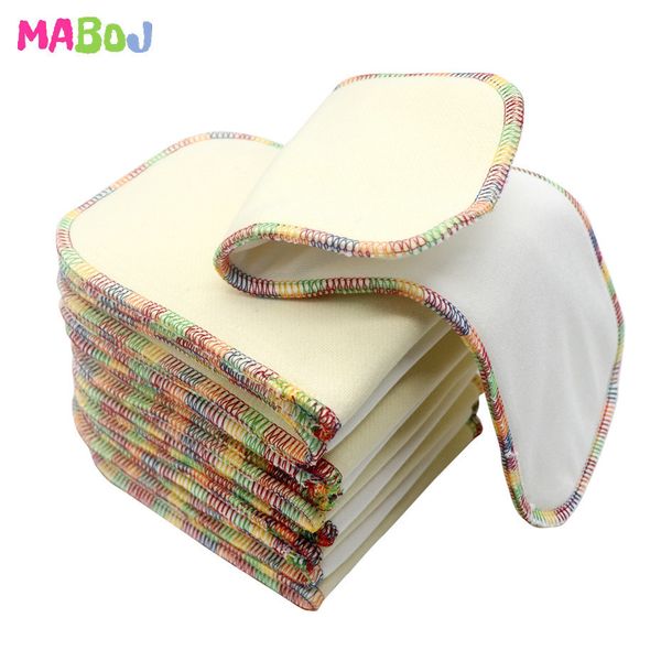 

maboj 10pcs 4 layer hemp bamboo cotton diaper insert reusable eco friendly ecological diapers for pocket diaper nappies colorful 1016