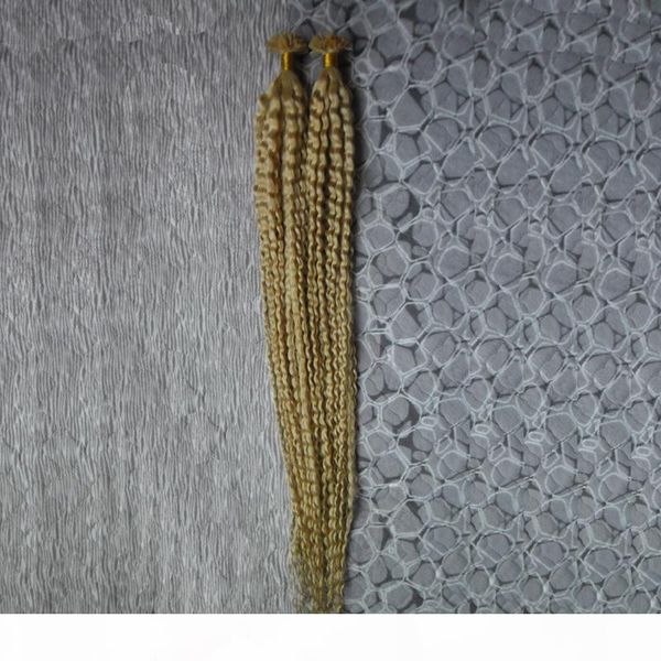 

u tip hair fusion hair extensions kinky curly machine made remy nail u keratin pre bonded human hair 100g blonde virgin 613 kinky curly, Black