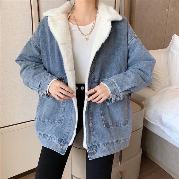 

will ~ ~ jean jacket female qiu dong han edition easy to add new flocking cotton-padded jacket cotton-padded clothes wet1, Black