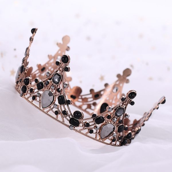 

forseven vintage black beads tiara gothic crowns hairband goth headband women wedding party hair jewelry accessories jl y200409, Slivery;golden