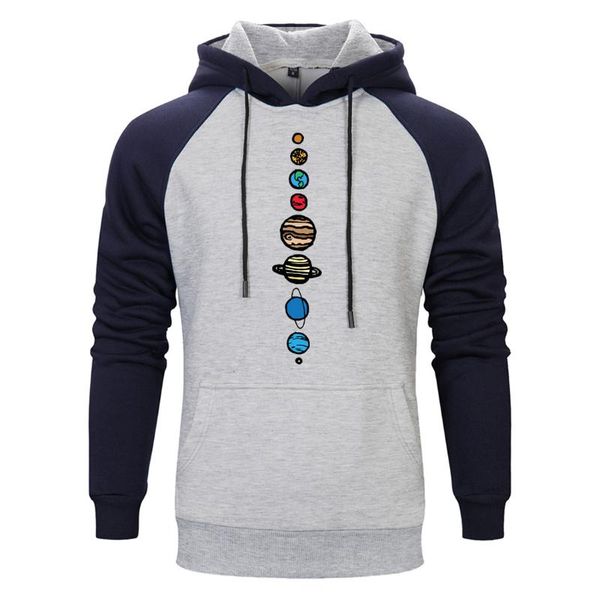 

men's hoodies & sweatshirts solar system planets colour print hoodie mens sweatshirt autumn winter fleece raglan hooded pullover male c, Black