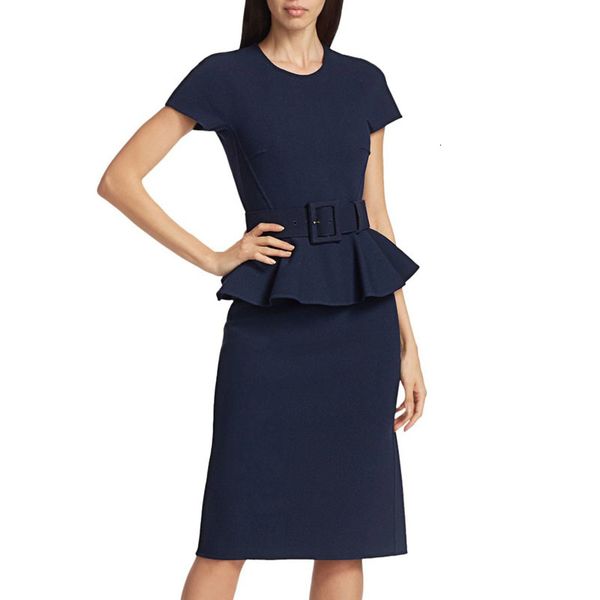 

runway ruffled short-sleeved belt trim elegant temperament in spring and summer new fashion women of 7x0v, Black;gray