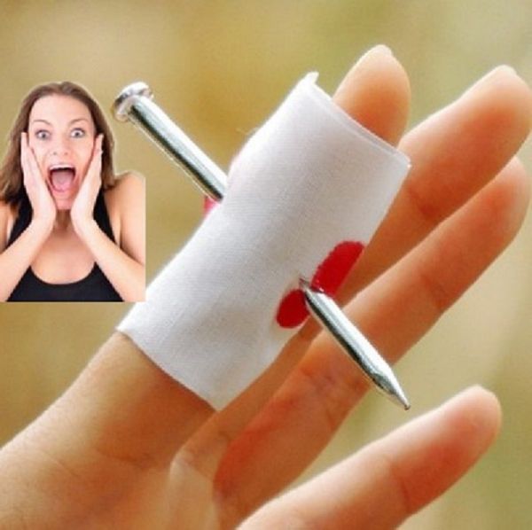 

2020 whole convenients new prank joke toy fake nail through finger trick halloween kids childrens gags practical jokes