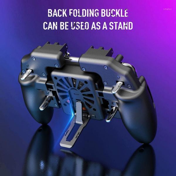 

phone gamepad pubg mobile trigger l1r1 shooter joystick game pad holder cooler fan six fingers pugb handle power bank1