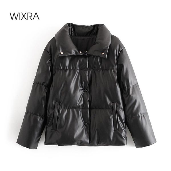 

wixra winter womens parkas casual thicken warm cotton jackets coat female solid classic outwear waterproof jacket street wear 201026, Black