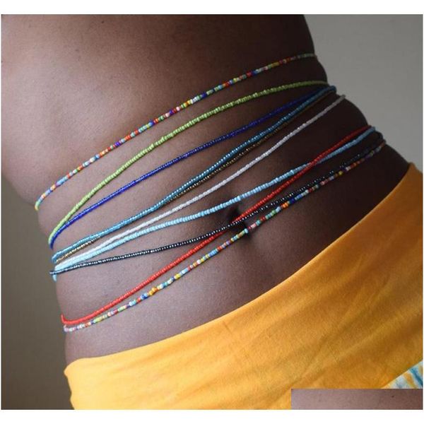 

2pcs/set bohemia double strand belly for women elastic body jewelry african beads waist c jllyzk bdedome, Silver