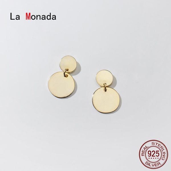 

La Monada Fashion Women Silver Earrings Round Wafer Stud Silver 925 Jewelry Woman Hanging Earrings For Women 925 Girls, Golden;silver