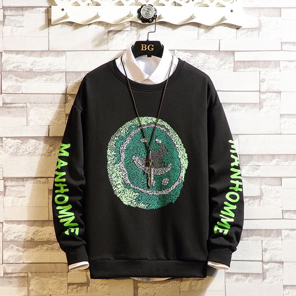 

2021 new autumn spring hooded hoodie of hip hop punk pullover streetwear fashion clothes more asian size m-5xl 62t0, Black
