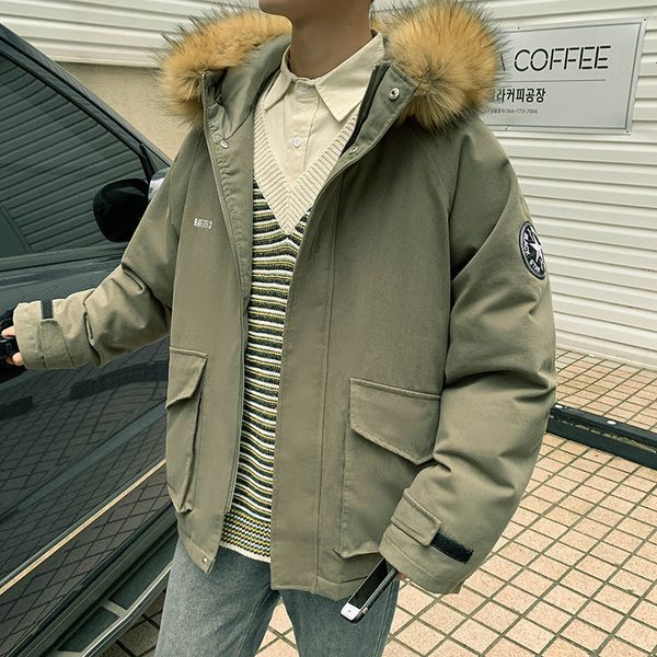 

2021 new men's casual oversize warm parkas winter new woman wool collar chinese style thickened fashion parka o5bo, Black