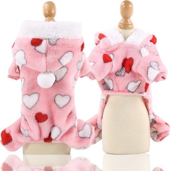 

dog apparel hoodie dogs clothes pet clothing heart puppy small warm outfits party autumn winter cartoon chihuahua print pink girl cachorro