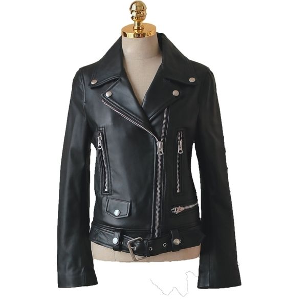 

quality 2021 superior new spring autumn plutonium leather women with short female belt long black jacket w7bq