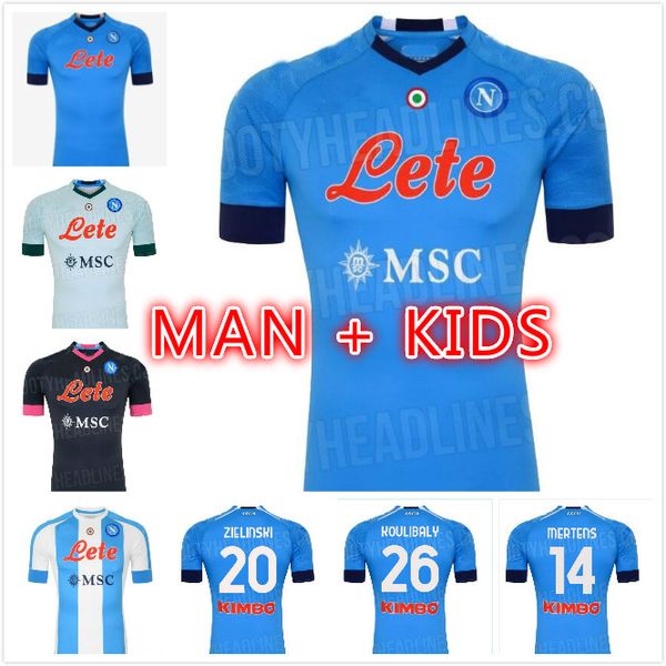 

2020 2021 napoli soccer jerseys 20 21 naples koulibaly insigne milik maillot de foot home away third mertens hamsik jerseys football shirts, Black;yellow