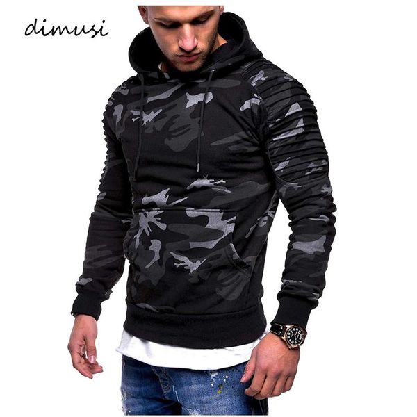 

men's hoodies & sweatshirts dimusi mens casual slim camouflage windbreaker sweatshirt hooded streetwear hip hop sportswear tracksuits, Black