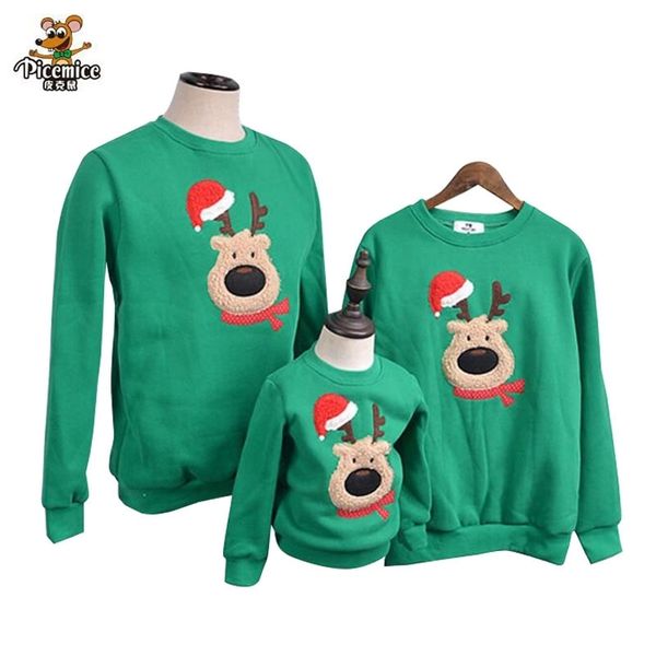 

family clothing autumn winter sweater christmas deer children clothes kid shirts polar fleece warm family matching outfits 201104, Blue