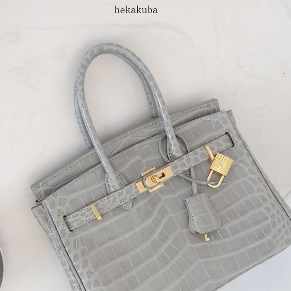 Borse borse borse tote personalizzate coccodrilli grigio chiaro sacchetti portatili in pelle di mucca da donna a croce