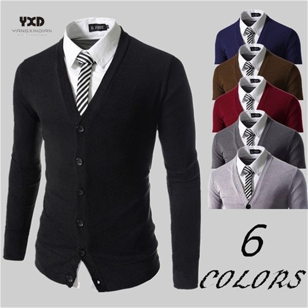 

plus size 5xl business casual man cardigan sweater mens solid slim cardigans knitted sweaters knitwear mans clothes men coat new 201105, White;black