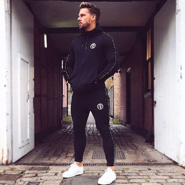 

partner new leisure sports men's running training fitness suit, Gray