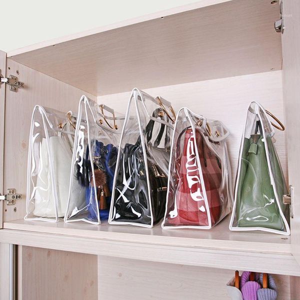 

cosmetic bags & cases transparent dust bag clear purse organizer dustproof handbag wardrobe hook holder for women valentine's day1