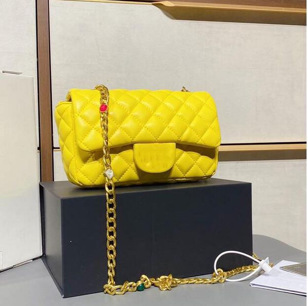 

2021 new leather fashion womens bag gem decoration chain shoulder bag luxurys designers bags handbags messenger bags red