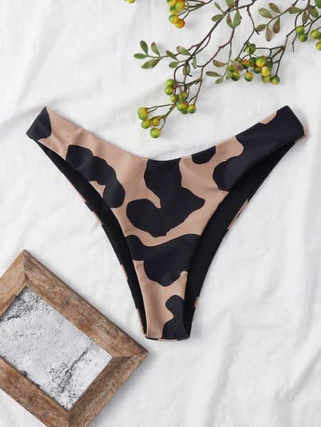 

cow print high cut bikini panty 05y5#, White;black