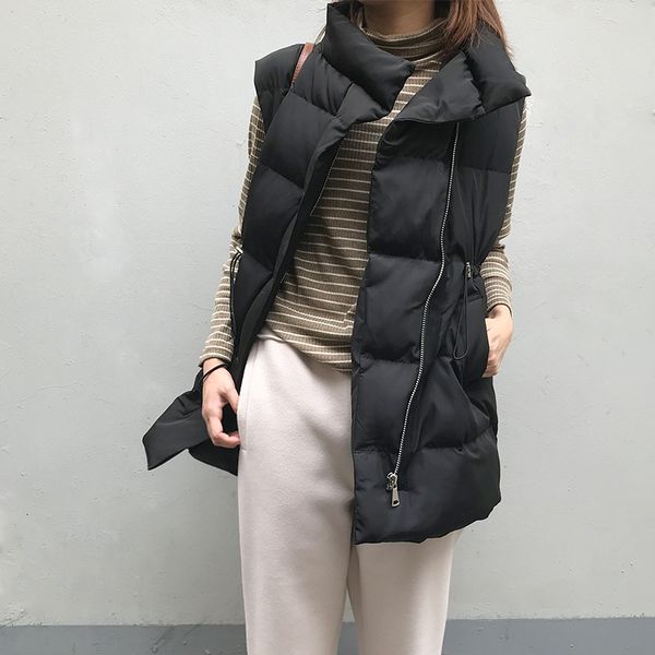 

arrival 2021 new winter no sleeves parka jacket solid fashion thicken women's waistcoat long coat dgt3, Black
