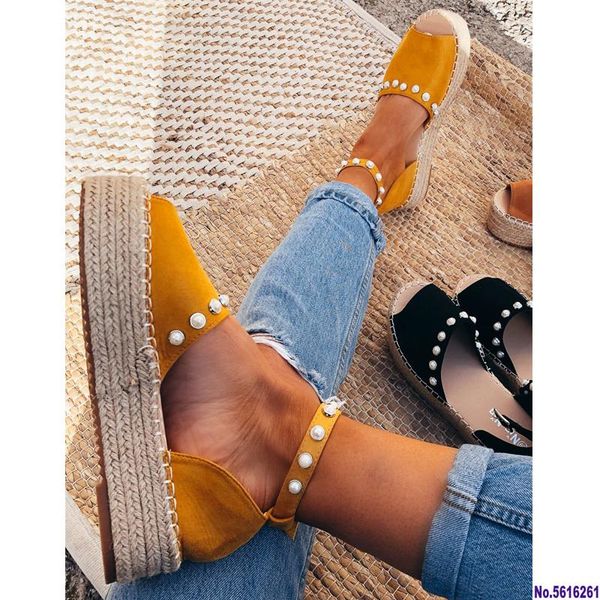 

summer women flat with platform sandals gladiator open toe ladies beach espadrille sandals pearls buckle strap roman shoes, Black