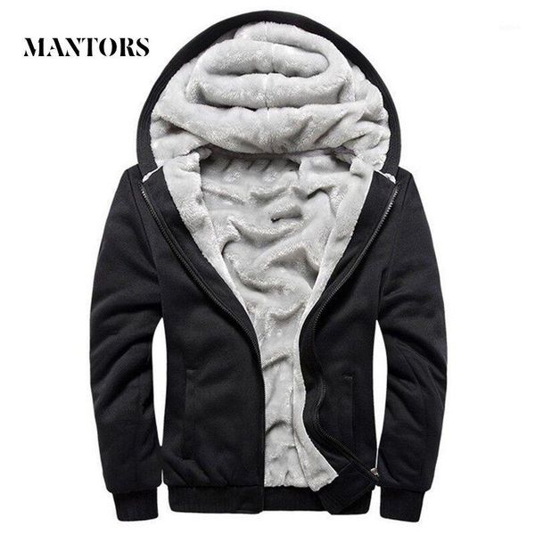 

winter warm hoodies men 2018 casual sportswear thicken fleece hooded sweatshirt male zipper coat jacket tracksuit fitness cloth1, Black