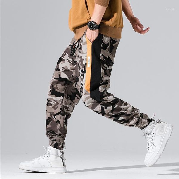 

2020 autumn summer track pants men fashion brand trousers men streetwear mens joggers pants hit color casual camouflage1, Black