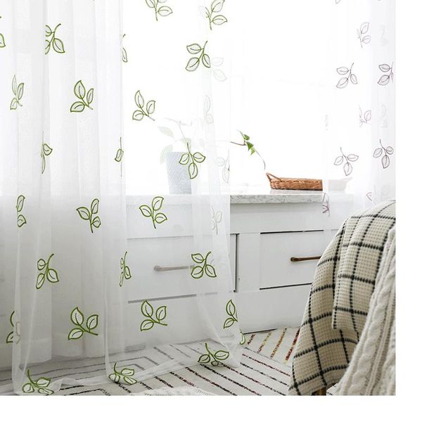 

curtain & drapes leaflet embroidery tulle korean pastoral cotton linen translucent half shading for living room bedroom