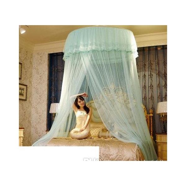 

big size double lace hung done mosquito net round bed canopy netting for adults girls room decor bed tent m jlluoe home003