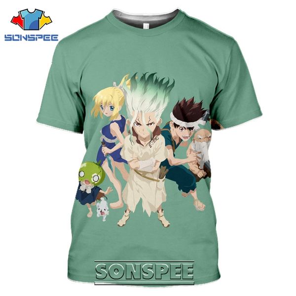 

dr stone cartoon anime 3d print shirts funny hippie comics men clothing