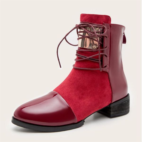 

марка моды из натуральной кожи женские мотоцикла сапоги осень lace-up мартин сапоги женский зимний снег 35-43, Black