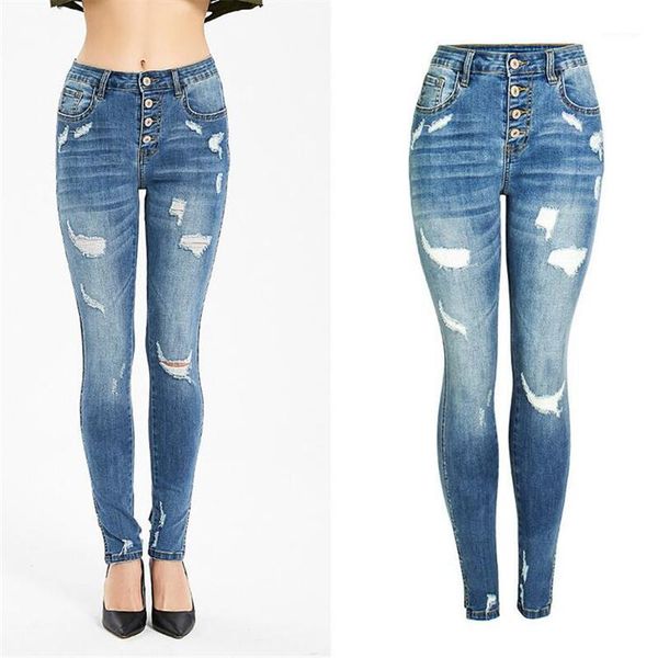 

women spring summer pants casual trousers for ladies ripped mid waist hole skinny elastic denim split crotch jeans plus size1, Blue