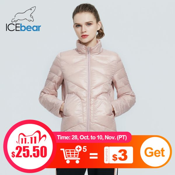 

icebear 2020 spring lightweight down stylish casual jacket female collar women brand clothing gwy19556d, Black