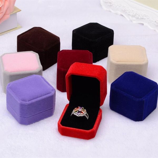 

classic velvet ring box wedding engagement rings earrings jewelry display box gifts storage organizer packing case 45x50x40mm1, Pink;blue