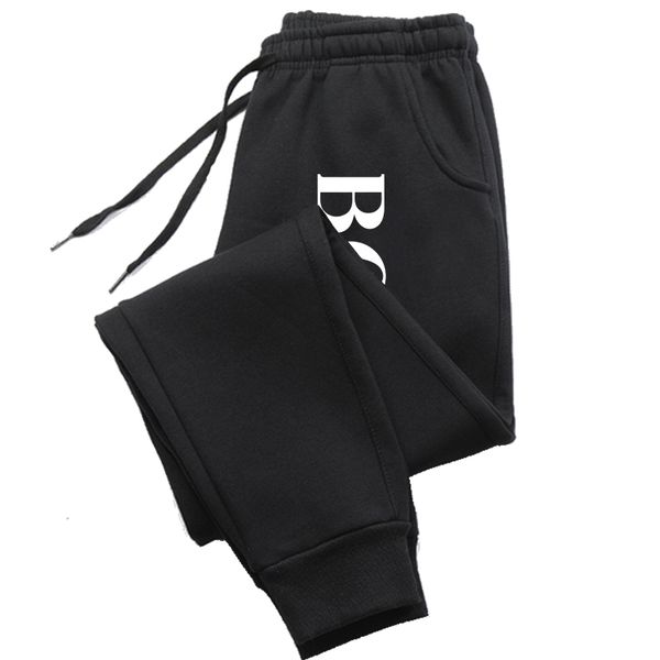 

men's brand sweatpants elastic waist with pockets men fleece jogging winter womens designer clothes, Black