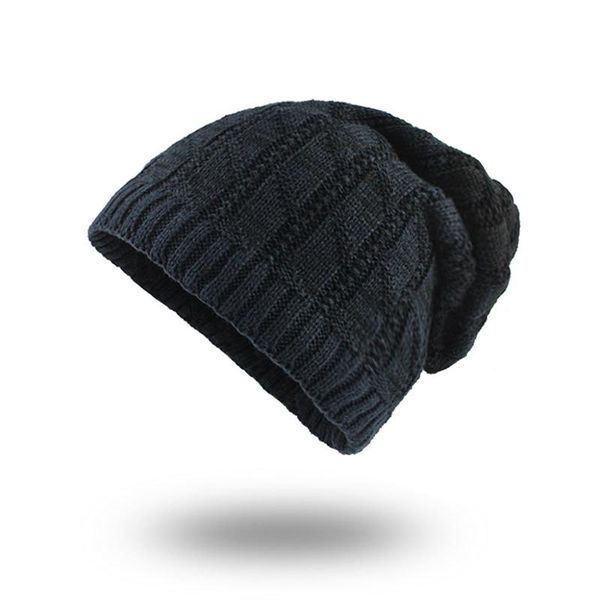 

flb] men's winter hats fashionable knit black hats autumn hats thick and warm skullies soft knitted woolen cotton f18038 wmtxas, Black;white