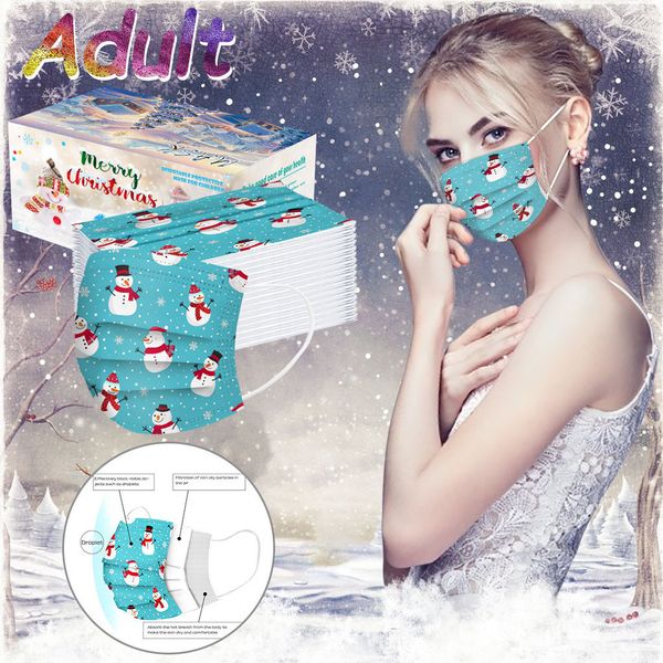 

scarf flag filters disposable 10/50pcs 3ply fashion snowman printed christmas party decoration cosplay