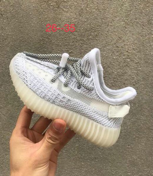 

kanye west v2 black static baby kids running true form hyper wave runner clay beluga white reflective sports shoes boy & girl sneakers